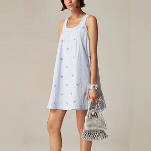 J.Crew Collection embellished shift dress in cotton poplin